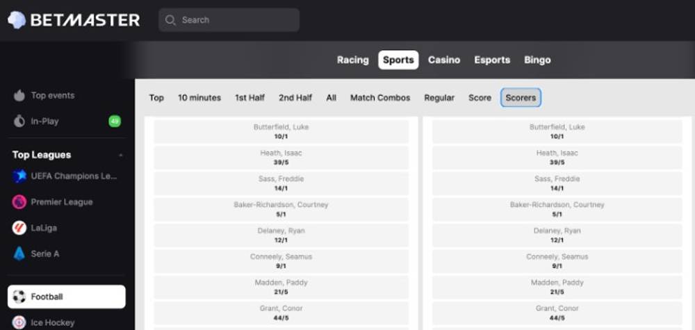 Betmaster screenshot