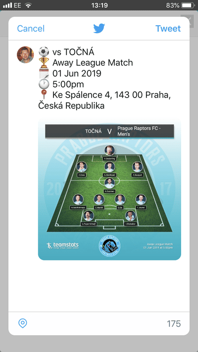 Screenshot of TeamStats : Line Up Share Twitter