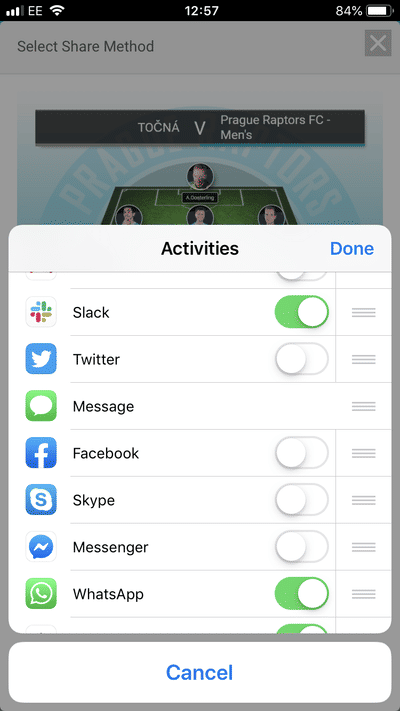 Screenshot of TeamStats : Line Up Sharing