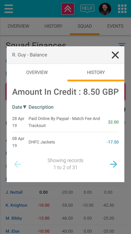 Your financial records and reports are automatically updated - phone view