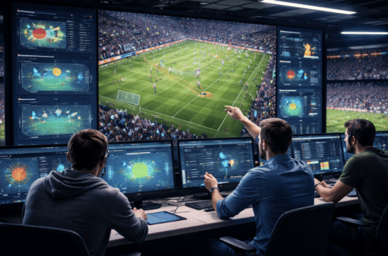 Analysts watching football match