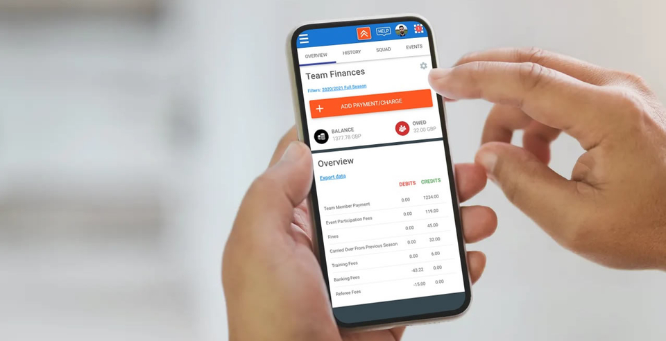 Football team management app with financial and payment features