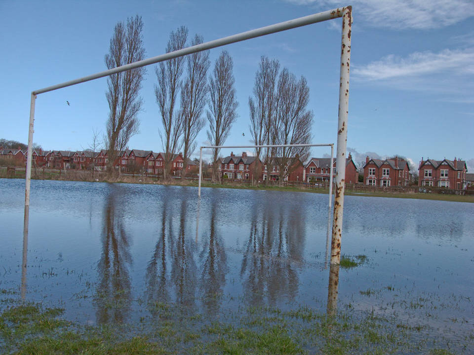 waterlogged football pitch