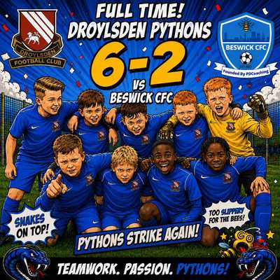 Droylsden Pythons U11s Secure Convincing 6-2 Victory Over Beswick Stripes U11s