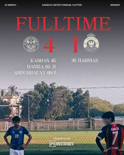 Skibidi United Karachi Dominate Real Racista FC 4-1 at Karachi United Stadium