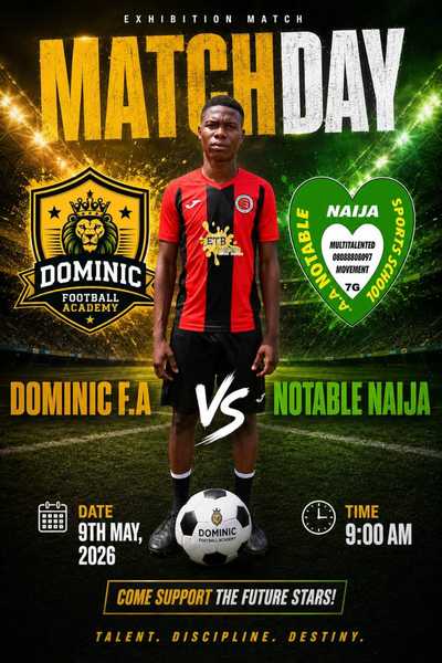 Dominic Football Academy and Notable Naija SC Draw 2-2 in Thrilling Cup Tie