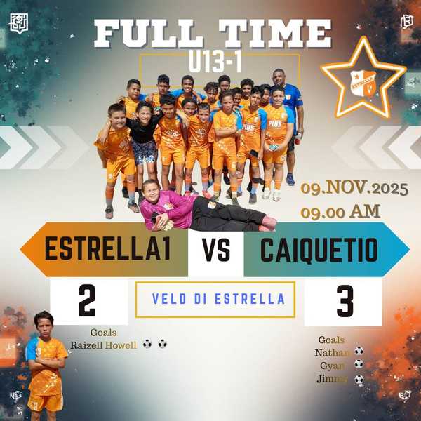 Estrella U13-1 Lose 3-2 at Home to S.V. Caiquetio in Thrilling League Clash