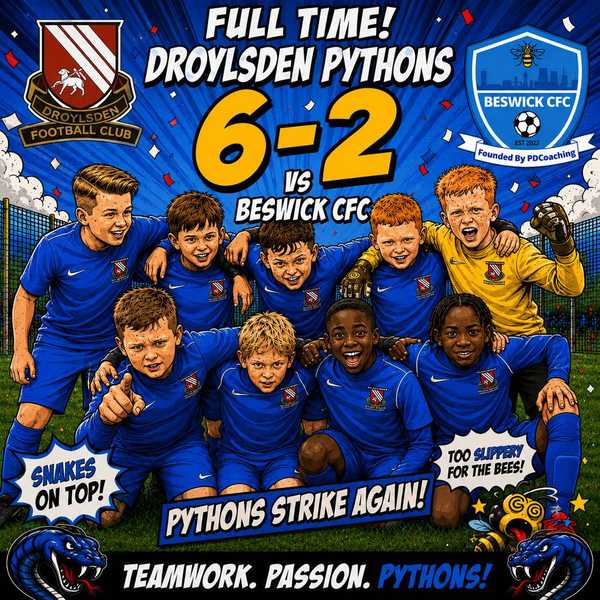 Droylsden Pythons U11s Secure Convincing 6-2 Victory Over Beswick Stripes U11s