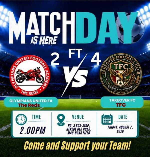 Takeover FC Triumph 4-2 at Mac-Doka Field