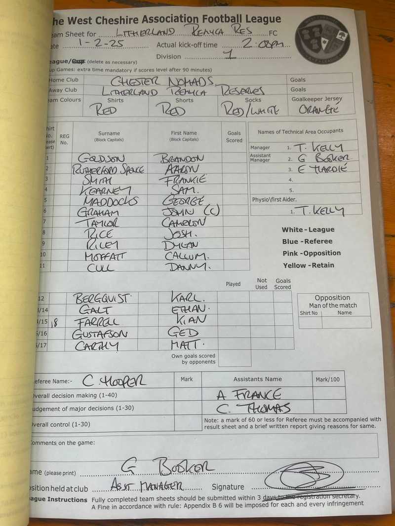 Chester Nomads Overpower Litherland Remyca Res in 4-1 Win