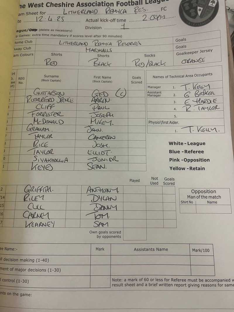 Litherland Remyca Res Triumph Over Marshalls in League Clash