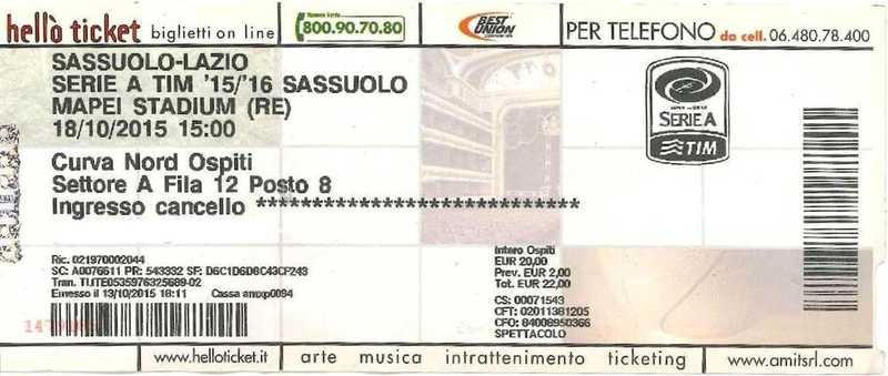 Match Report - SASSUOLO - 18 Oct 2015