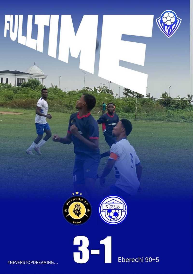 Vtoons FC Struggle as Phantom FC Claim 3-1 Win