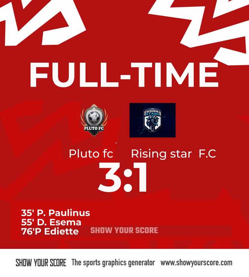Pluto FC Triumphs Over Rising Star FC in Convincing Win